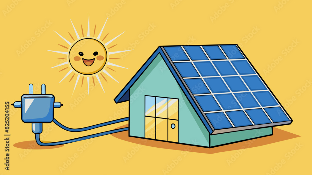 Aufkleber a solar panel absorbing sunlight and converting it into electrical energy as seen by the glowing lig