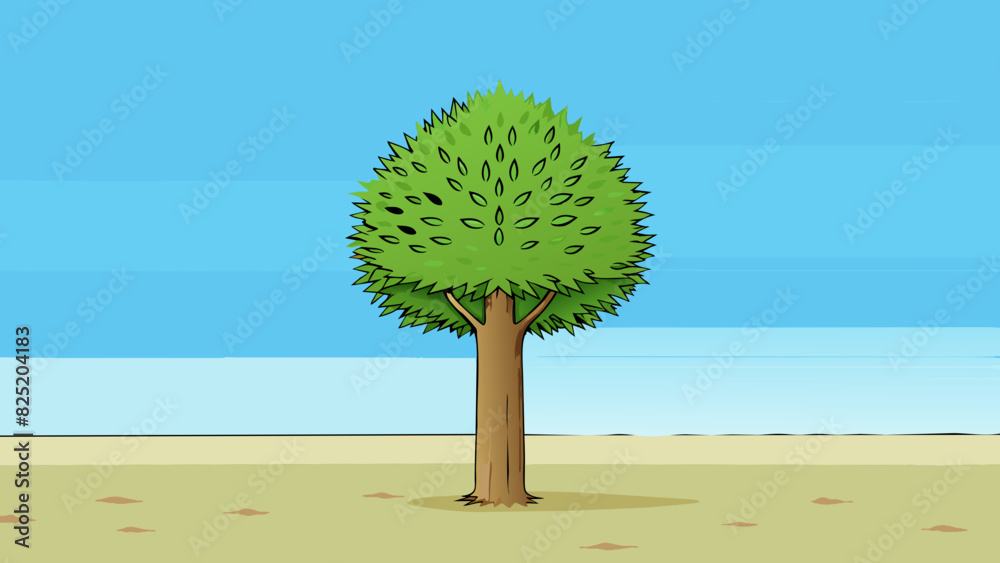 Aufkleber a solitary tall tree standing on a vast plain with no other trees for miles. its trunk is smooth and