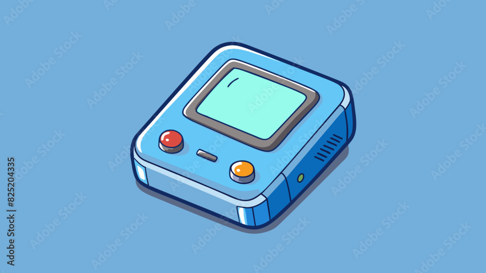 Leinwandbilder A squareshaped device with a screen in the center and buttons on one side. It emits a soft blue light and produces a low humming sound when turned on.. Cartoon Vector.