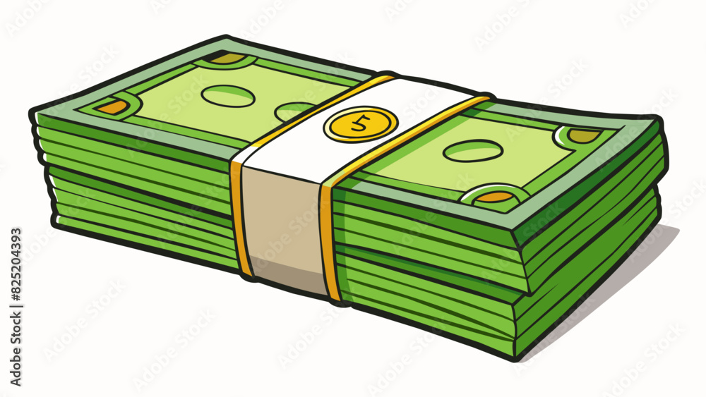Poster A stack of a million dollar bills crisp and smooth to the touch.. Cartoon Vector.