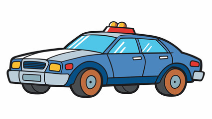 A squad car with flashing lights and a siren responding to a call for assistance.. Cartoon Vector.