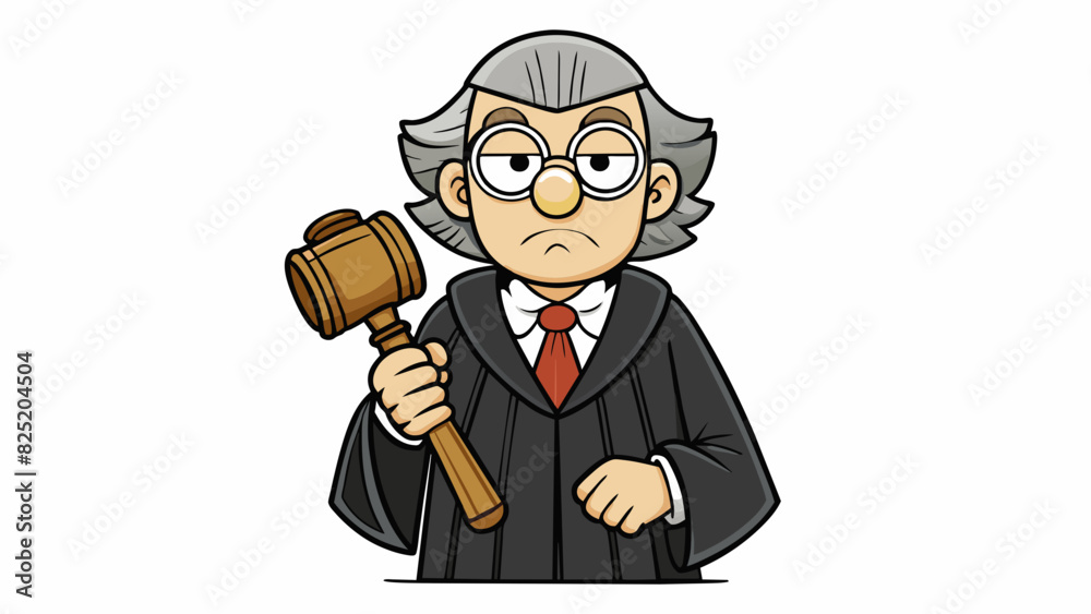 Poster a sternfaced judge in a black robe gavel in hand ready to dispense serious punishment for a crime co