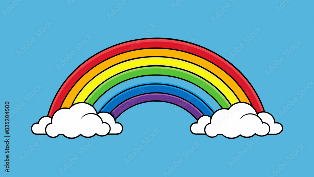 Poster as the storm clouds part a vibrant rainbow appears in the sky its colors stretching across the entir