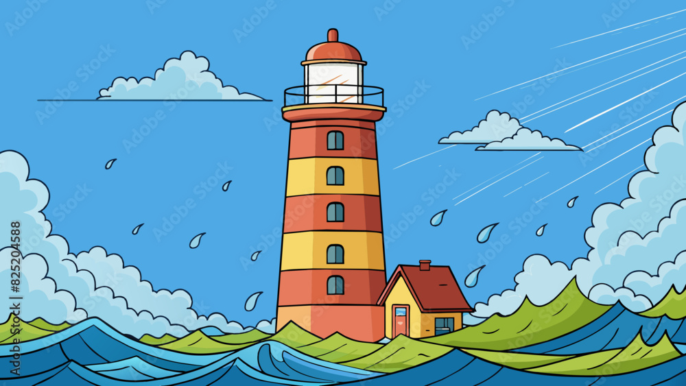 Poster as the storm raged on the sy lighthouse stood resolute against the crashing waves its beam of light 