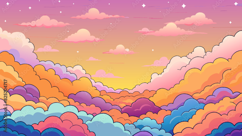 Poster as the sunset the sky was filled with a complete spectrum of colors from vibrant oranges and pinks t