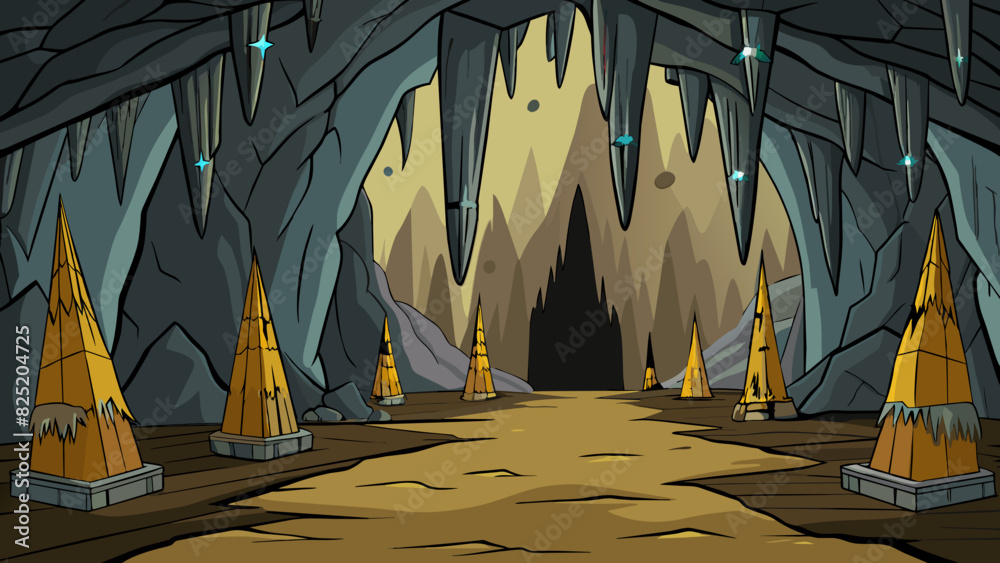 Aufkleber as they entered the dark musty cave the walls seemed to close in on them. stalactites hung from the 