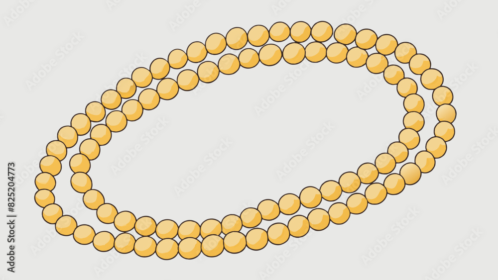 Leinwandbilder A strand of one hundred tiny translucent beads each the size of a grain of rice strung together to create a delicate necklace.. Cartoon Vector.