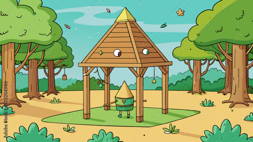 Poster as you walk through a park youll usually come across a wooden structure with a small triangular roof