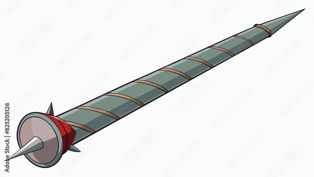 Poster A tall cylindrical item made of metal with ridges running down its length. It is cold to the touch and has a sharp point at one end.. Cartoon Vector.