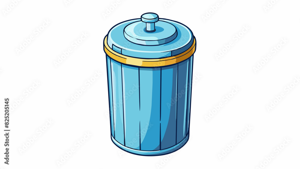 Poster A tall cylindrical container with a lid This container is made of a sy material and stands upright on its round base. It has a cylindrical body that. Cartoon Vector.