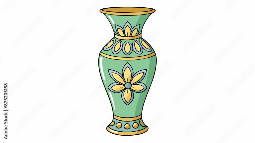 Poster A tall elegant vase adorned with intricate patterns and delicate curves its smooth surface reflecting the soft light in the room and showcasing the. Cartoon Vector.