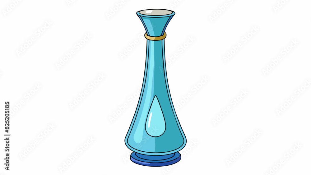 Poster a tall glass vase with a narrow base and a flared tetlike opening at the top.. cartoon vector.