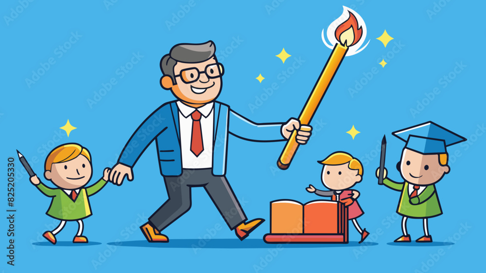 Poster A teacher is like a candle igniting a passion for learning and lighting the way for students to follow.. Cartoon Vector.