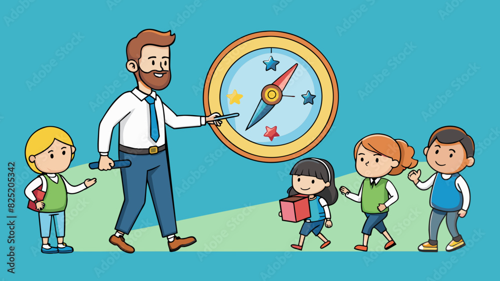 Poster a teacher is like a compass providing direction and helping students find their way in life.. cartoo