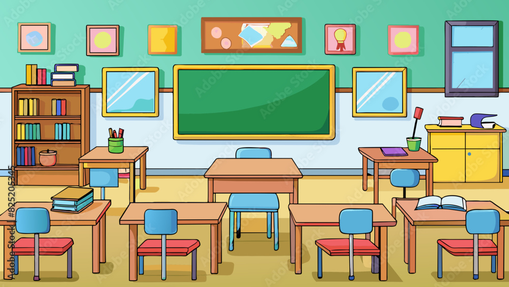 Poster a teachers job is to educate and guide students in a classroom. the room has a chalkboard or whitebo