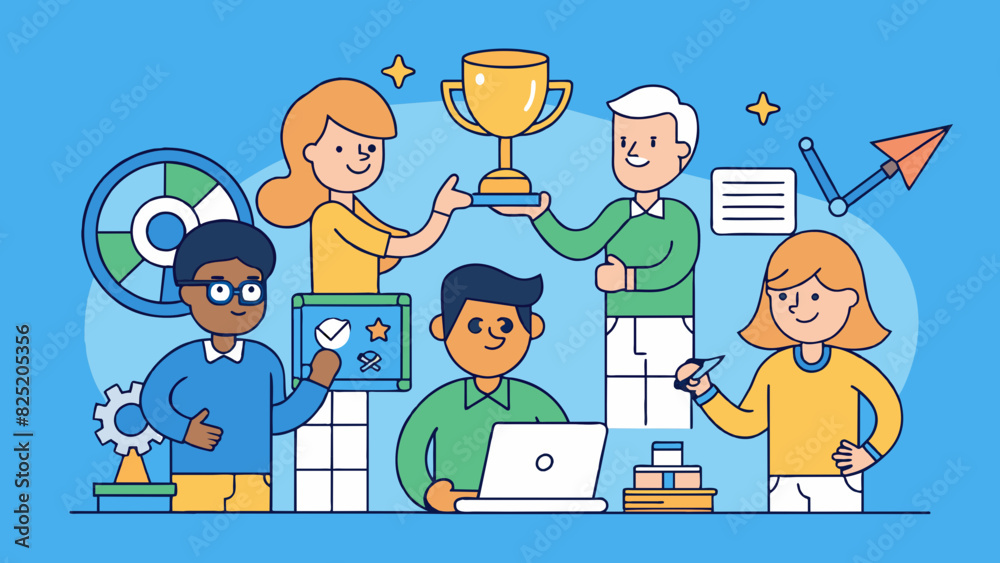 Poster A team is like a sports team where each member has specialized skills and plays a specific position but they work together with trust and. Cartoon Vector.