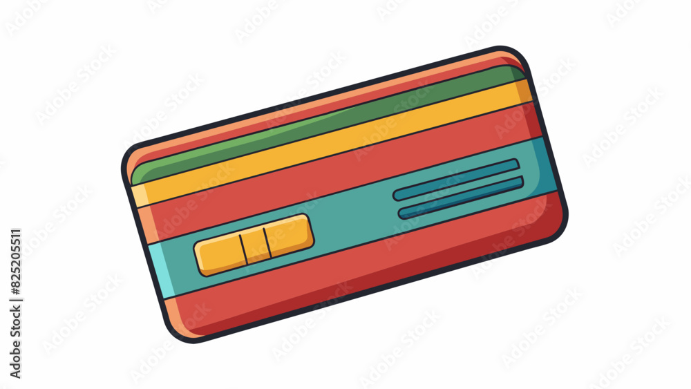 Poster A third illustration shows a plastic card with a magnetic strip on the back. It has a modern and sleek design and can be easily swiped or inserted. Cartoon Vector.
