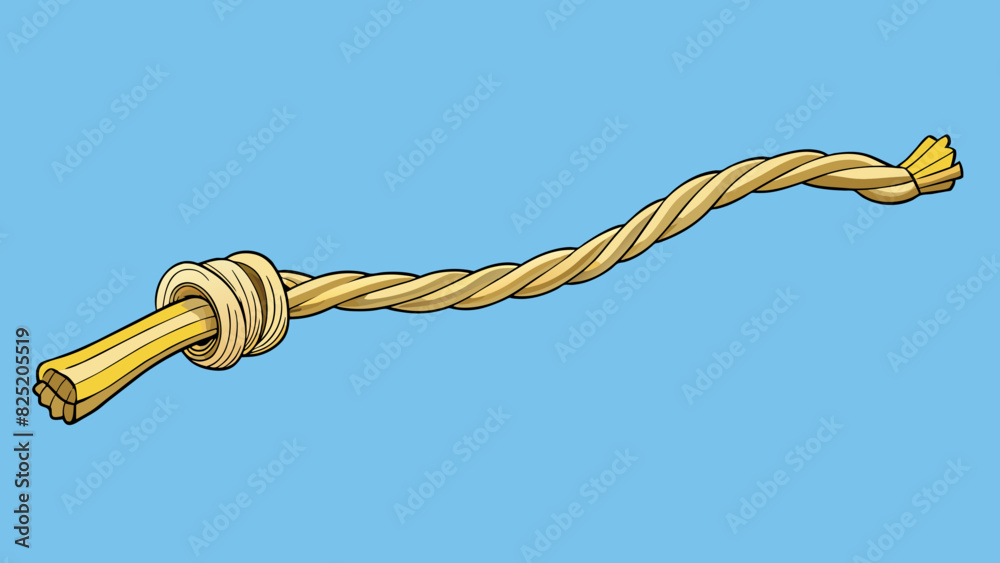 Aufkleber A thin and slightly frayed rope only about 3 feet long. It used to be part of a much longer rope but has been and repurposed for a new use.. Cartoon Vector.