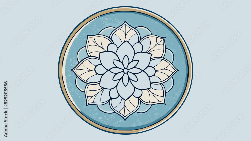 Aufkleber a thin delicate line etched into a porcelain plate creating a delicate flower design.. cartoon vecto