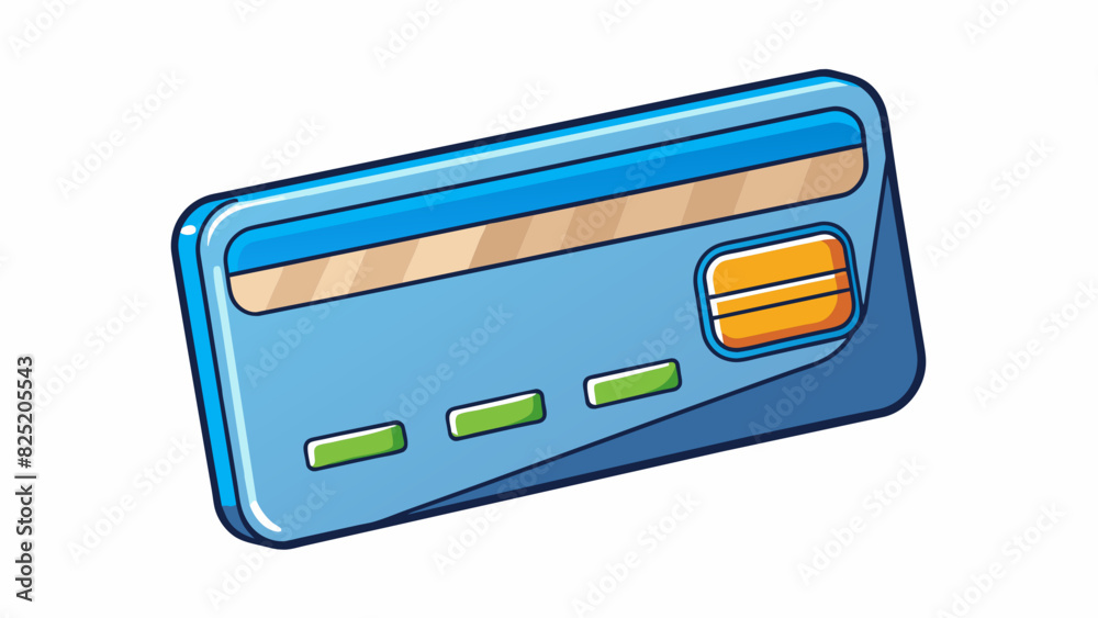 Poster a thin plastic card with a magnetic strip on one side used for electronic transactions. it has a glo