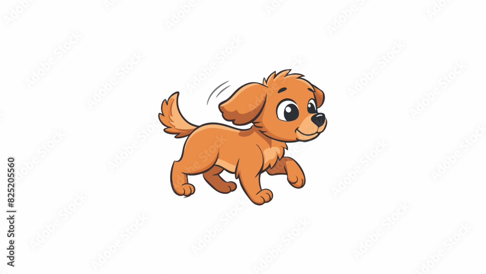 Poster A tiny clumsy puppy taking its first wobbly steps is a perfect illustration of being born. Its soft fur and unsteady movements show vulnerability and. Cartoon Vector.