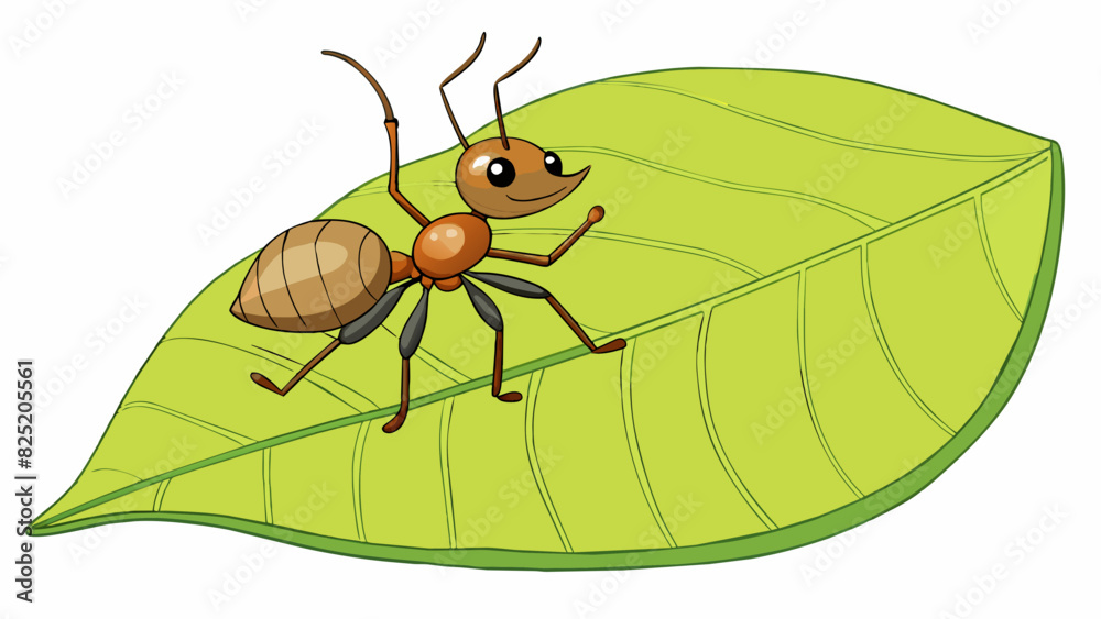 Poster a tiny ant crawls along a giant leaf that is bigger than its entire body. the scale of the ant to th