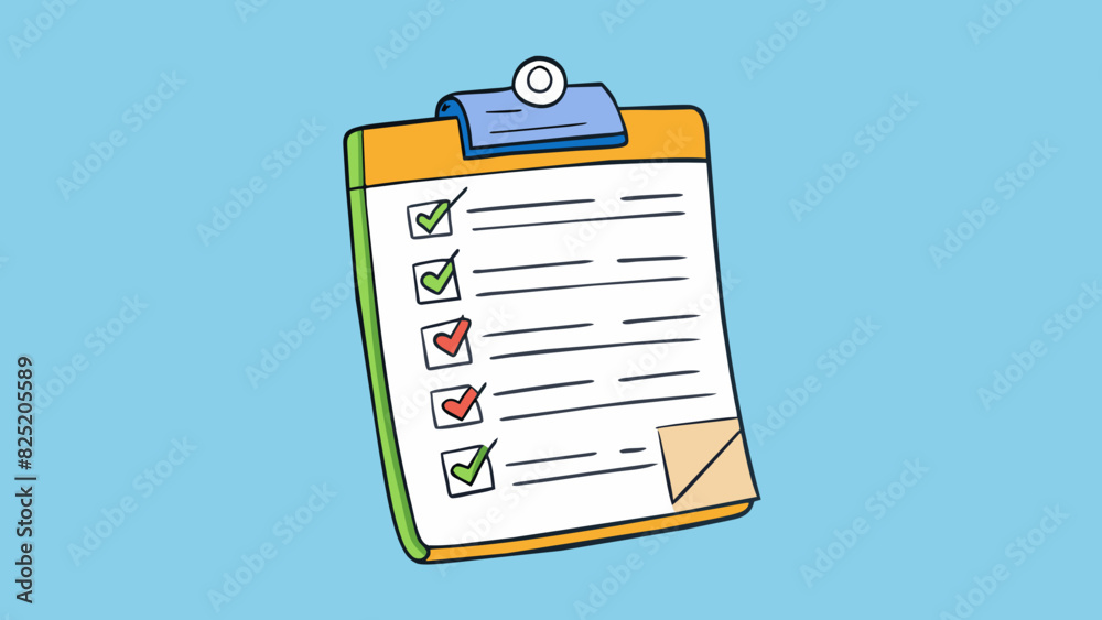 Poster A todo list written on a scrap of paper showing tasks with different levels of importance highlighted in different colors. This list is characterized. Cartoon Vector.
