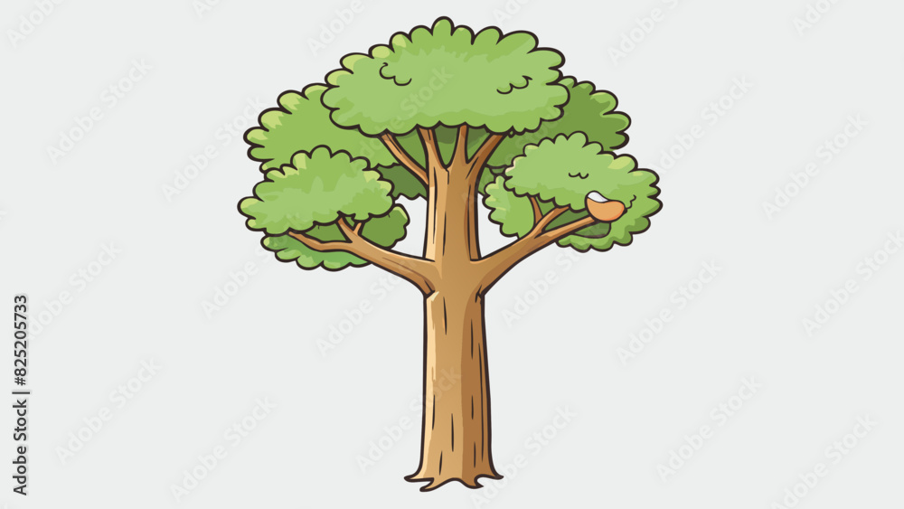 Poster A tree and a birds nest The tree is a tall and sy plant while the birds nest is a small and delicate structure. They have a symbiotic relationship as. Cartoon Vector.
