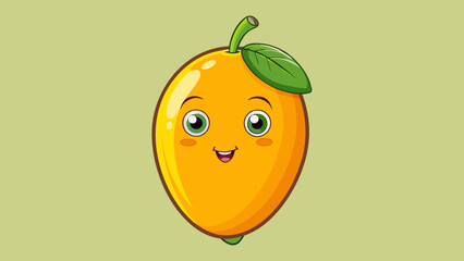 At the grocery store I picked up a ripe mango with a golden yellow skin its sweet scent filling the air as I brought it to my nose.. Cartoon Vector.
