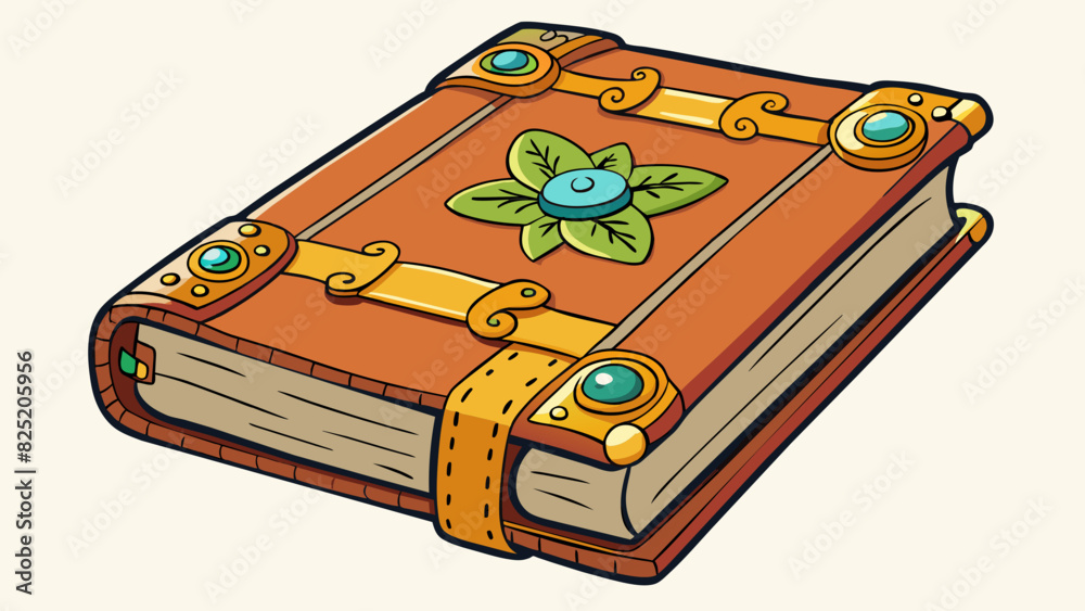 Poster a vintage leatherbound book with ornate calligraphy and gilt edges containing secret compartments fi