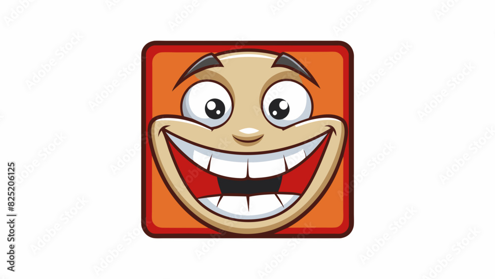 Poster A wide beaming smile showing a set of perfectly squared teeth framed by plump flushed .. Cartoon Vector.