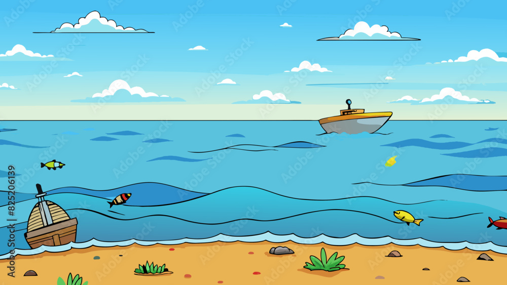 Poster a wide expanse of ocean its vast surface open to the sky and teeming with life beneath. the salty ai