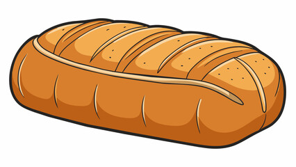 A whole loaf of bread a long brown and crusty baked good. It has a soft doughy inside and a crunchy crust on the outside.. Cartoon Vector.