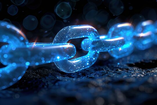 A chain of blue links with a blue chain link