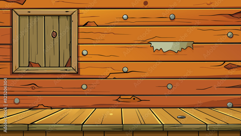 Aufkleber a wooden plank wall with distressed paint and visible knots in the wood adding a rustic charm to the
