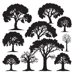 Obraz premium Set of plant and tree silhouette