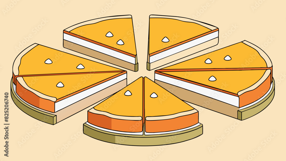 Poster Cutting Cake Cutting a circular cake into 8 equal slices each slice will have the same amount of frosting and cake showing how division creates equal. Cartoon Vector.