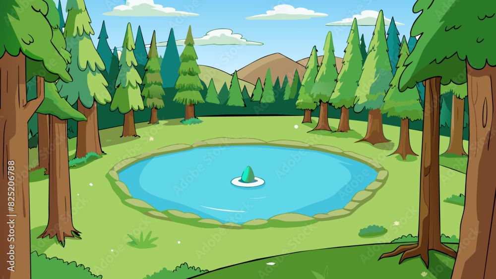 Poster deep in the forest far from any roads or buildings a small lake can be found. its crystalclear water