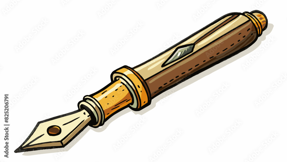 Poster Despite the fading ink and worn nib the old fountain pen still wrote with a nostalgic elegance.. Cartoon Vector.