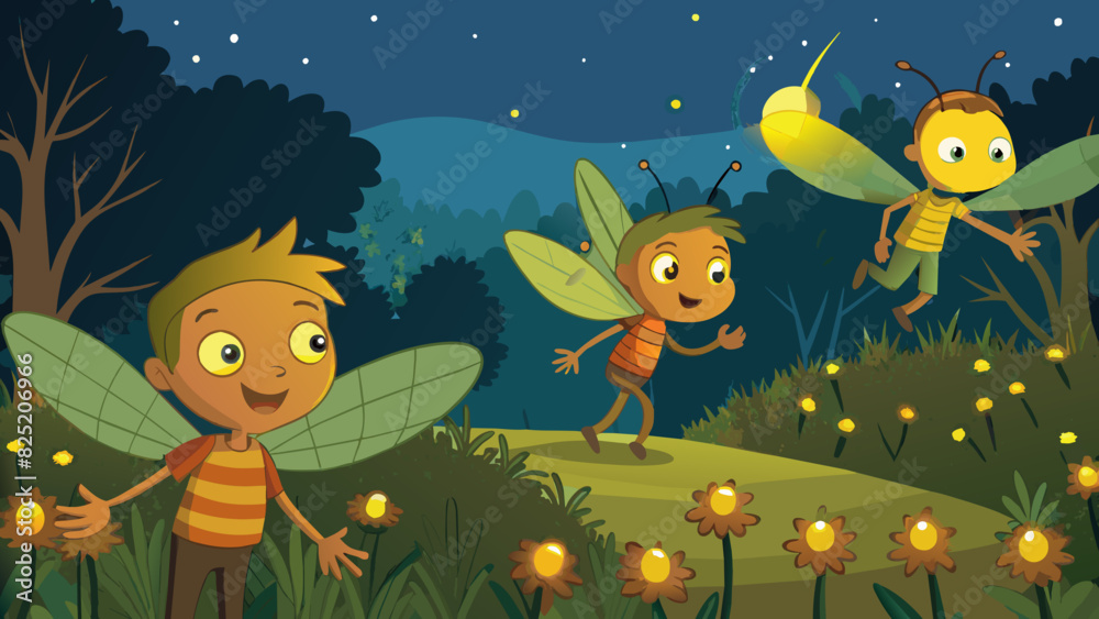 Aufkleber fireflies lit up the warm summer nights ling like stars in the dark inviting children to chase them 