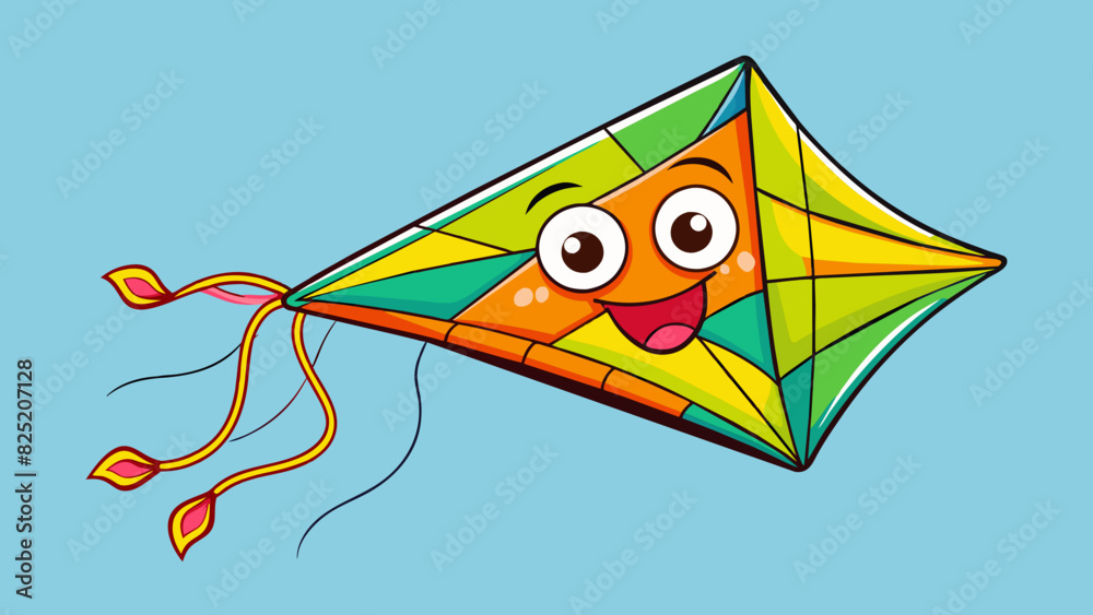 Aufkleber i am a soaring kite dancing in the wind with bright colors and long flowing tails.. cartoon vector.