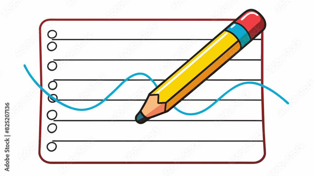 Poster Handwriting Practice Use a shard pencil to carefully trace over outlined letters and numbers on a lined paper ensuring the strokes are neat and evenly. Cartoon Vector.