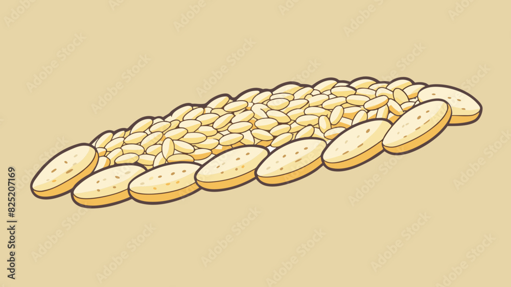 Poster If laid end to end one billion grains of rice would stretch for over a kilometer. The small oval shapes and creamy color create a soft and delicate. Cartoon Vector.