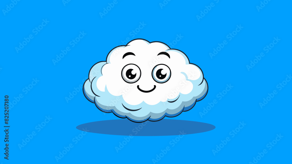 Wall mural illustration 2 a fluffy white cloud floating in a clear blue sky. the cloud has a round puffy shape 