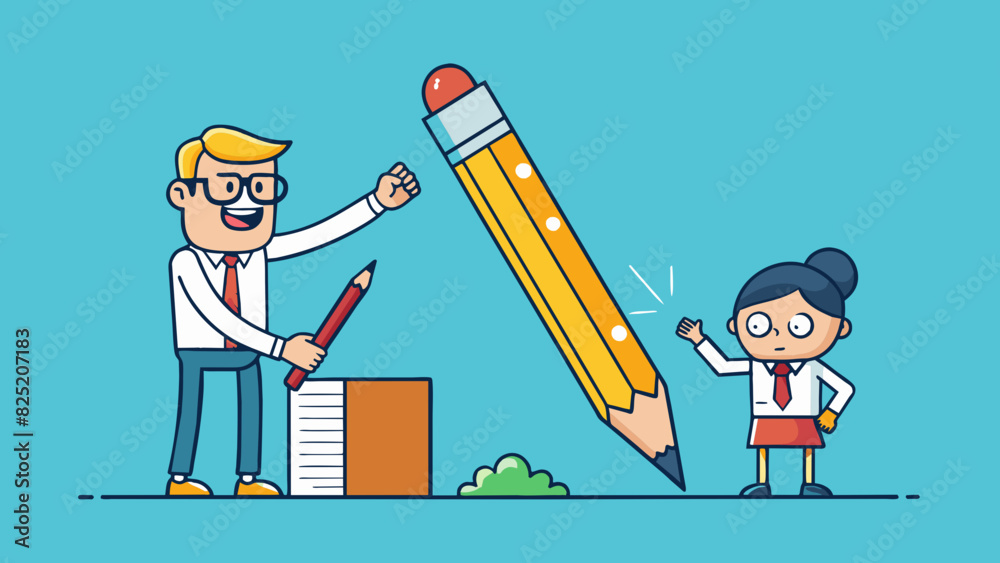 Aufkleber Imagine a pencil with the eraser representing the ability to learn from mistakes. Teaching is like sharpening the tip honing your skills and knowledge. Cartoon Vector.