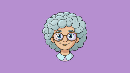 Fototapeta premium Her silver hair was styled in a short curly bob and she wore a pair of round wireframed glasses.. Cartoon Vector.