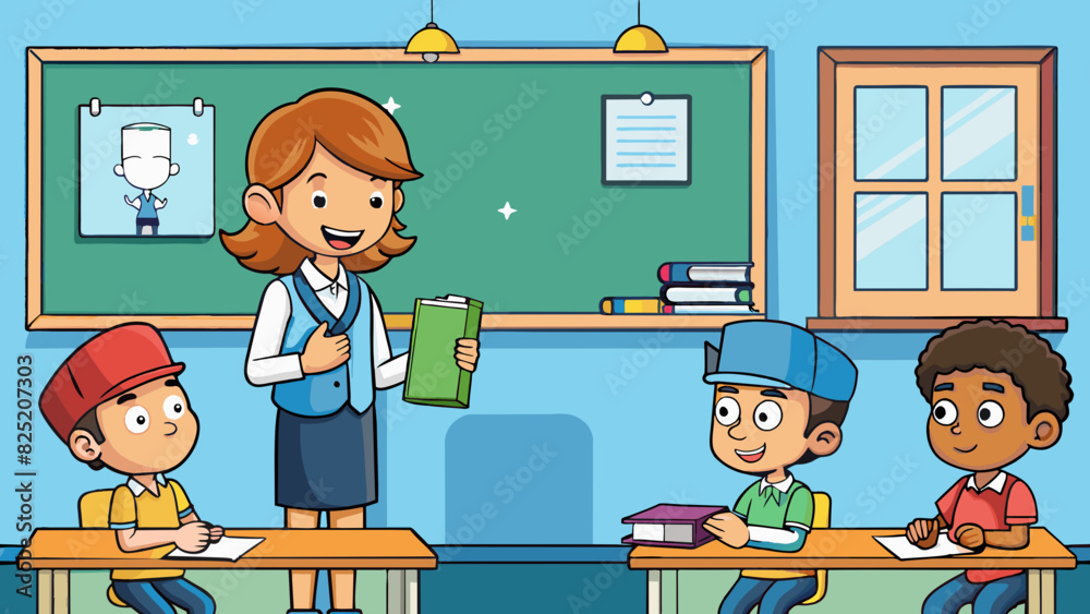 Poster In a classroom setting students are typically allowed one bathroom break during the lesson. This allows for individual needs to be met while also. Cartoon Vector.