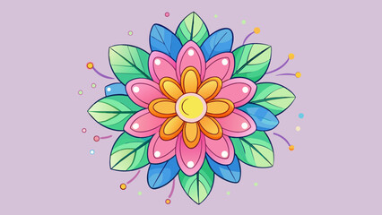 In a flower the central part is the vibrant and colorful bloom that is surrounded by delicate petals radiating beauty and drawing the attention of. Cartoon Vector.