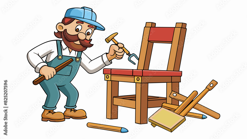 Poster in order to build a wooden chair the carpenter first gathers all of the necessary materials includin