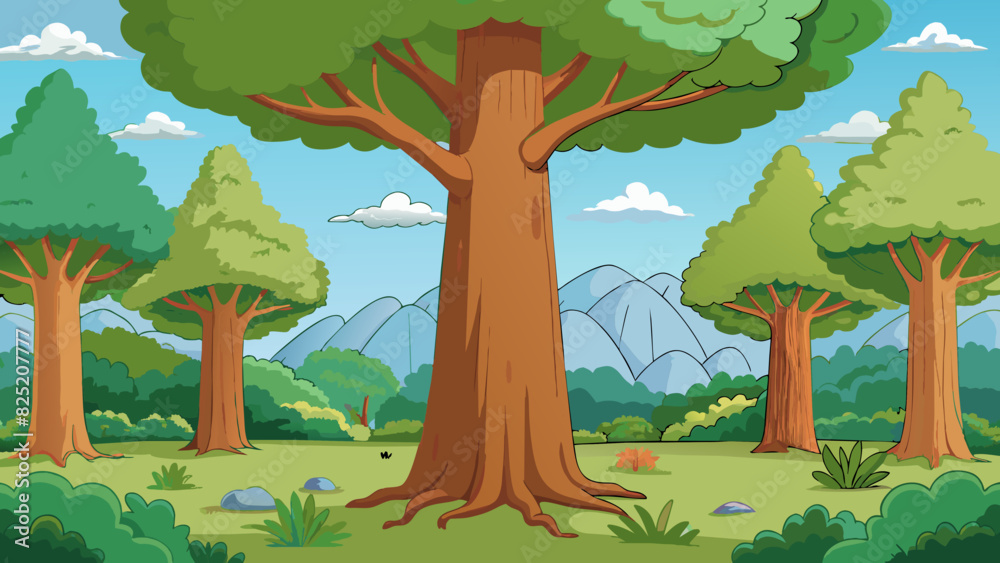 Aufkleber in the middle of a peaceful forest the central tree stands tall and majestic its strong trunk and ou